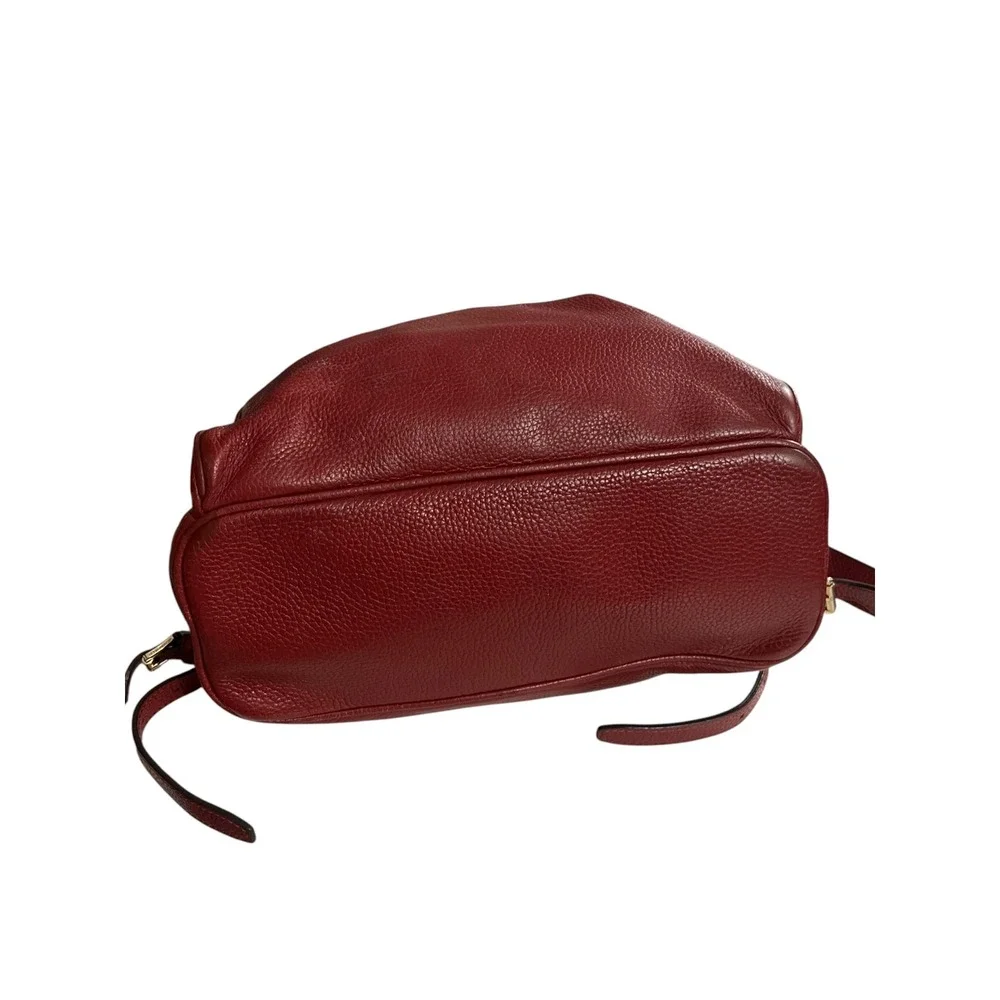 Michael Kors Abbey Red Pebbled Leather Backpack Travel Bag Classic Minimalist - Picture 5 of 13